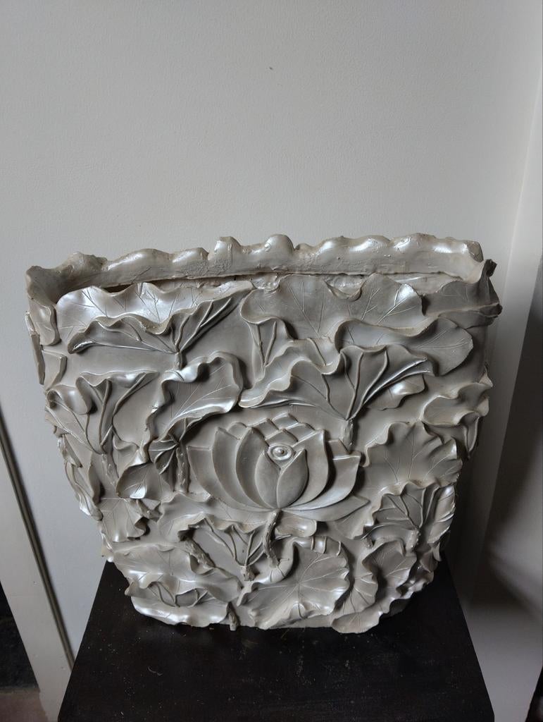 Vaas bloempot polystone 48,5 cm hoog 48 cm breed, Ophalen of Verzenden, Overige kleuren, Minder dan 50 cm