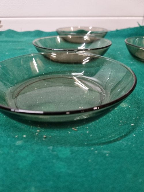 schaaltjes arcopal bruin glas vijf stuks, Ophalen of Verzenden