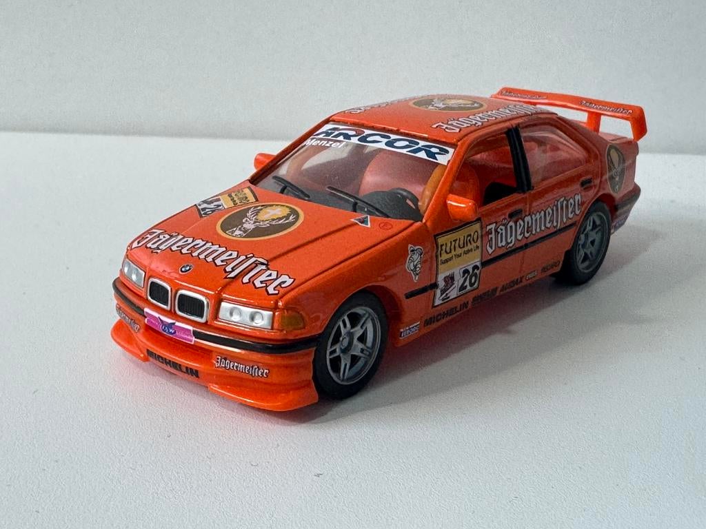 High speed bmw e36 320i stw jagermeister oranje 1:43 highspe, Ophalen of Verzenden, Zo goed als nieuw, Auto, Overige merken