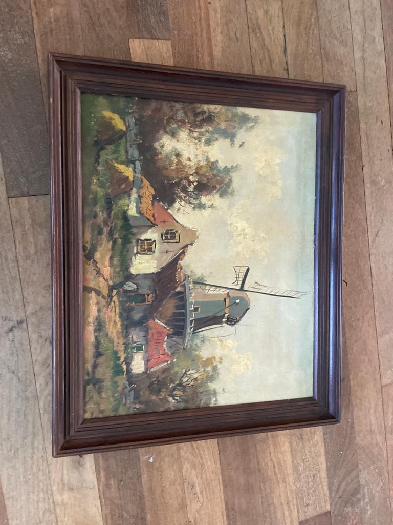 Oud Hollands Molenlandschap Schilderij, Antiek en Kunst, Kunst | Schilderijen | Klassiek, Ophalen