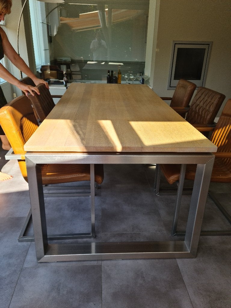 eettafel met 6 stoelen, Huis en Inrichting, Tafels | Eettafels, Ophalen, Gebruikt, 200 cm of meer, 50 tot 100 cm