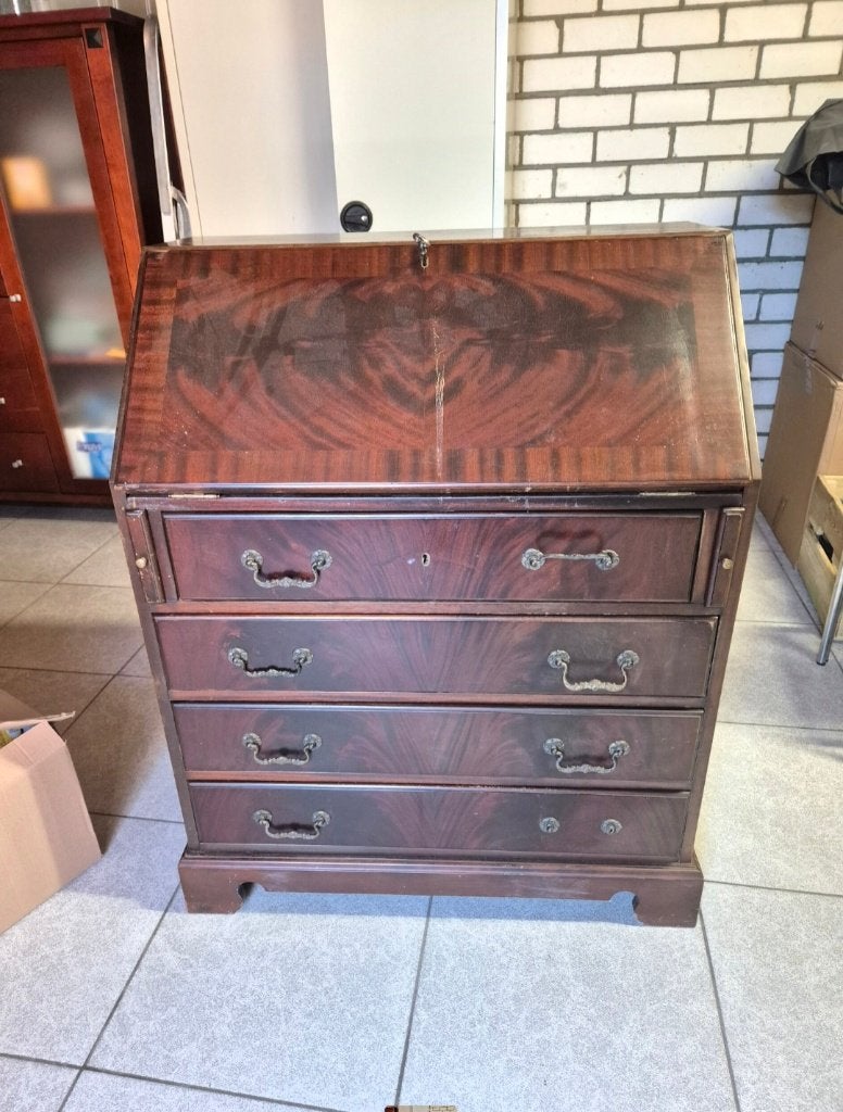 GRATIS Antiek Mahonie Secretaire Bureau met Leren Inleg, Antiek en Kunst, Ophalen