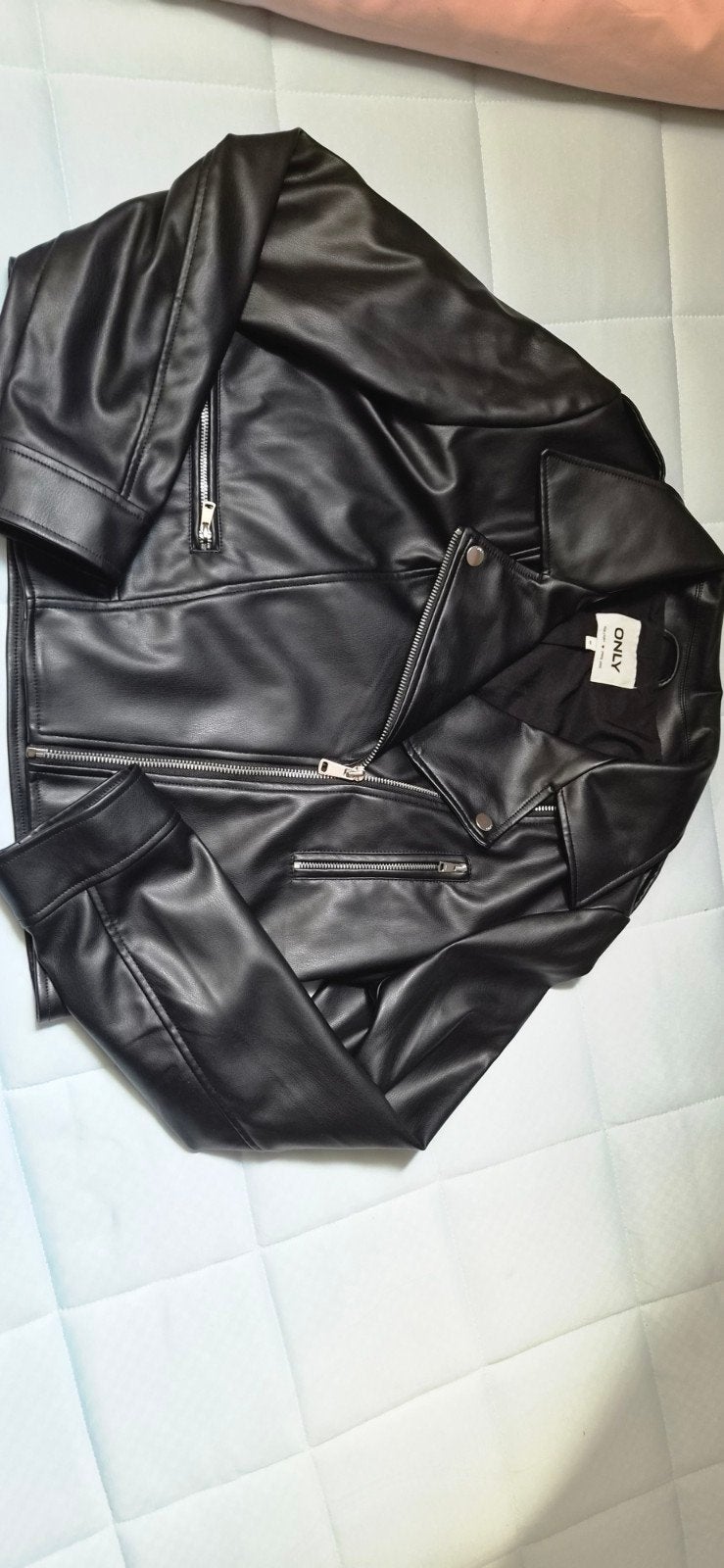 Zwart leren Only bikerjack - Maat M, Maat 38/40 (M), Only, Zwart, Ophalen of Verzenden