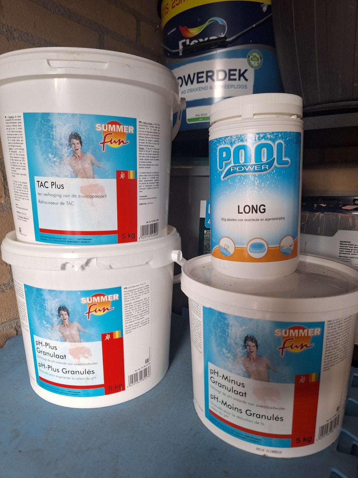 Zwembadonderhoudsset: pH-Plus, pH-Minus, TAC Plus & Chloor, Ophalen, Zo goed als nieuw, Reinigingsmiddel