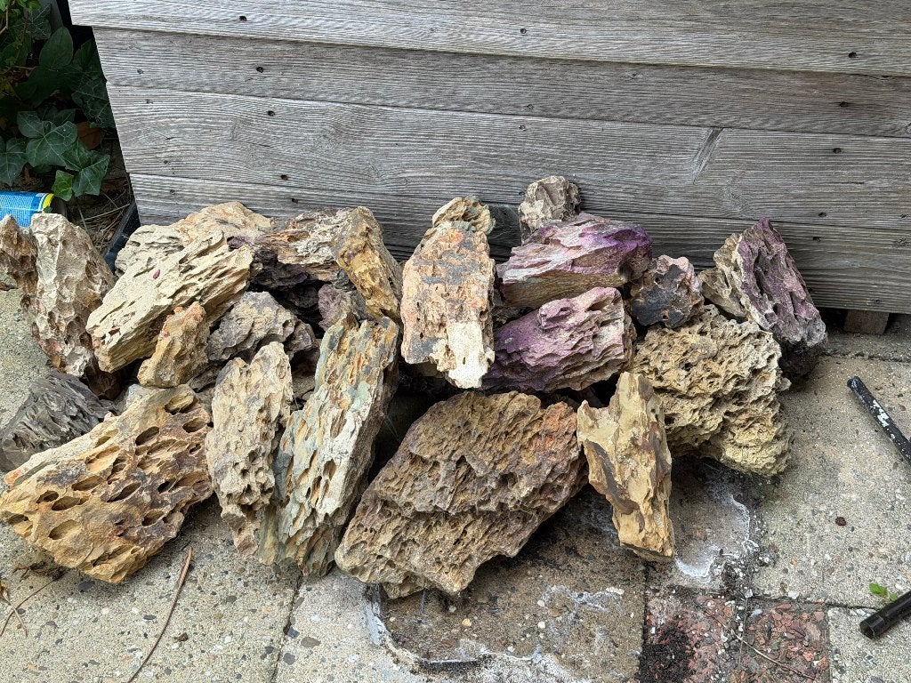 Lavastenen en ornament boot, Dieren en Toebehoren, Vissen | Aquaria en Toebehoren, Ophalen, Gebruikt, Plant(en), Steen of Hout