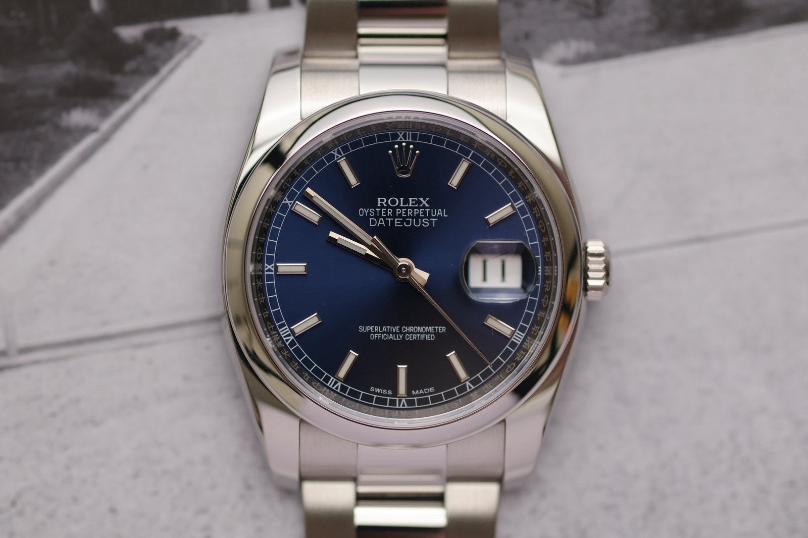 Rolex Datejust 36 116200 Blauwe Wijzerplaat 2015 Full Set, Staal, Gebruikt, Polshorloge, Ophalen of Verzenden