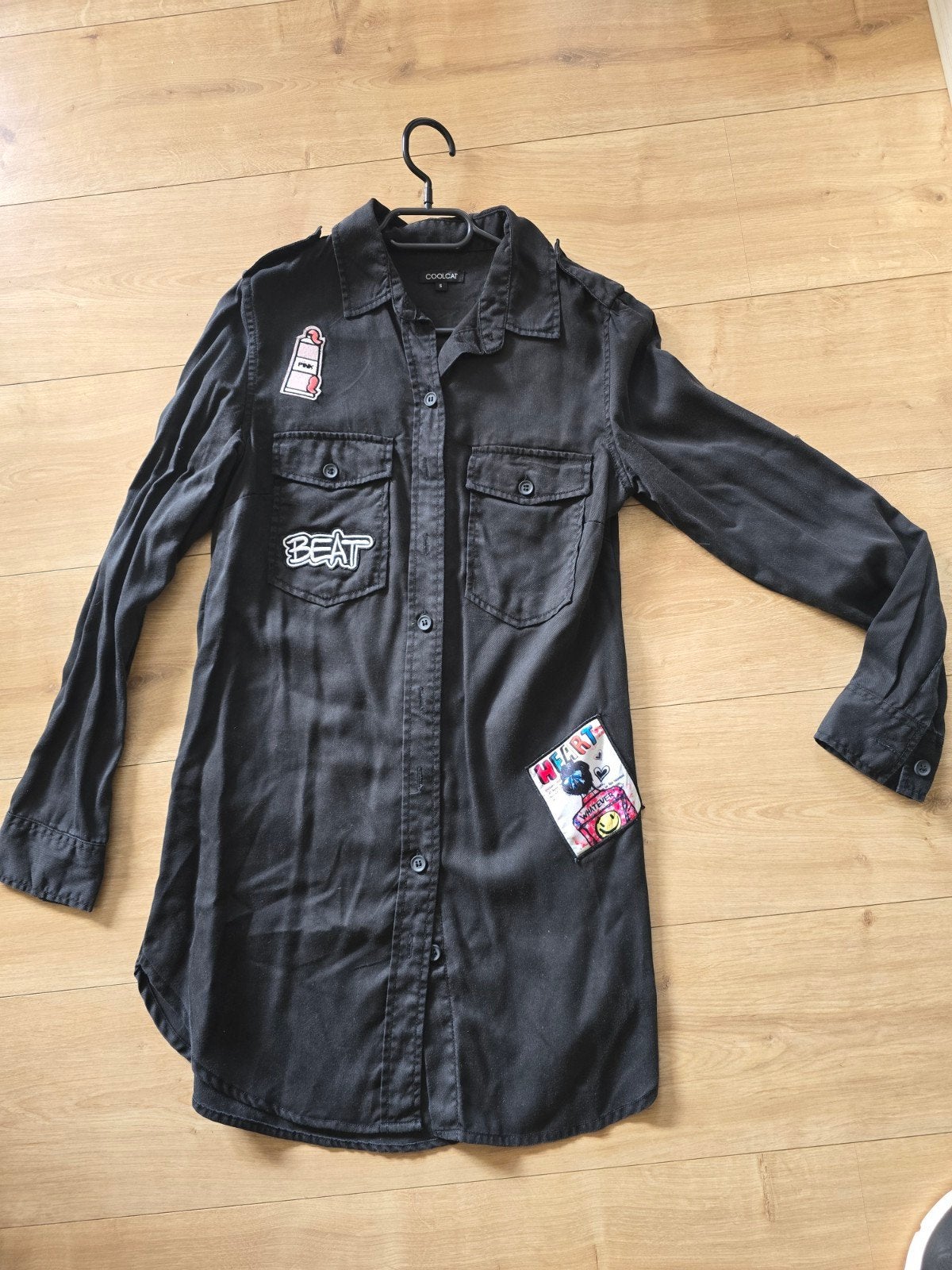 Coolcat jurk/blouse met patches en #Girl Crew opdruk, Zwart, Ophalen of Verzenden, Coolcat, Maat 36 (S)