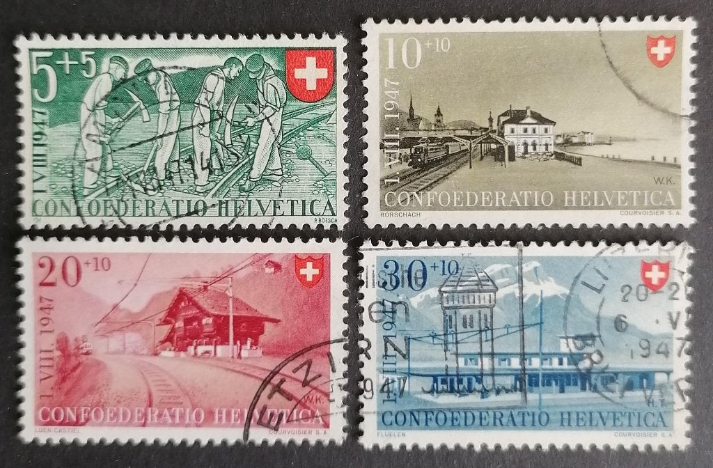 ZWITSERLAND - nrs. 480 t/m 483 Stations 1947, Verzenden, Gestempeld