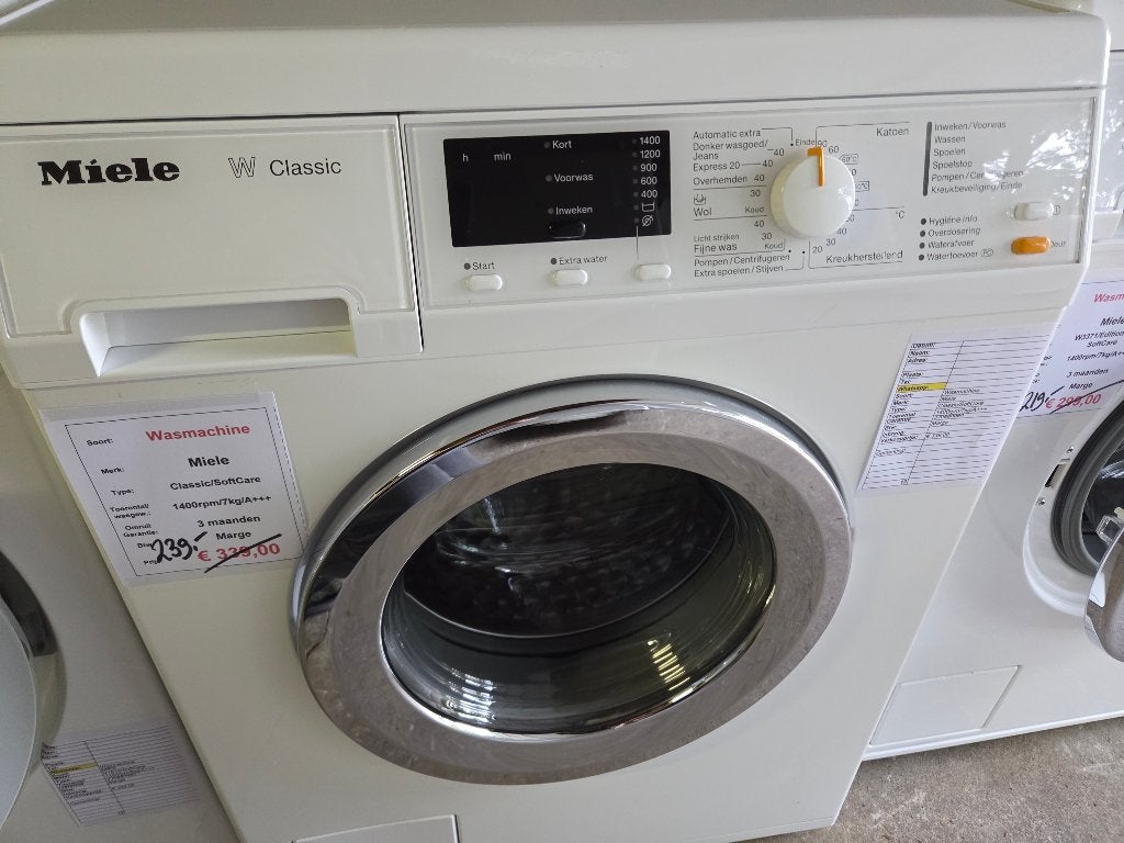 Wasmachine - Miele - 7kg - A+++ UITVERKOOP!, Witgoed en Apparatuur, Ophalen, Miele, 1200 tot 1600 toeren, 6 tot 8 kg