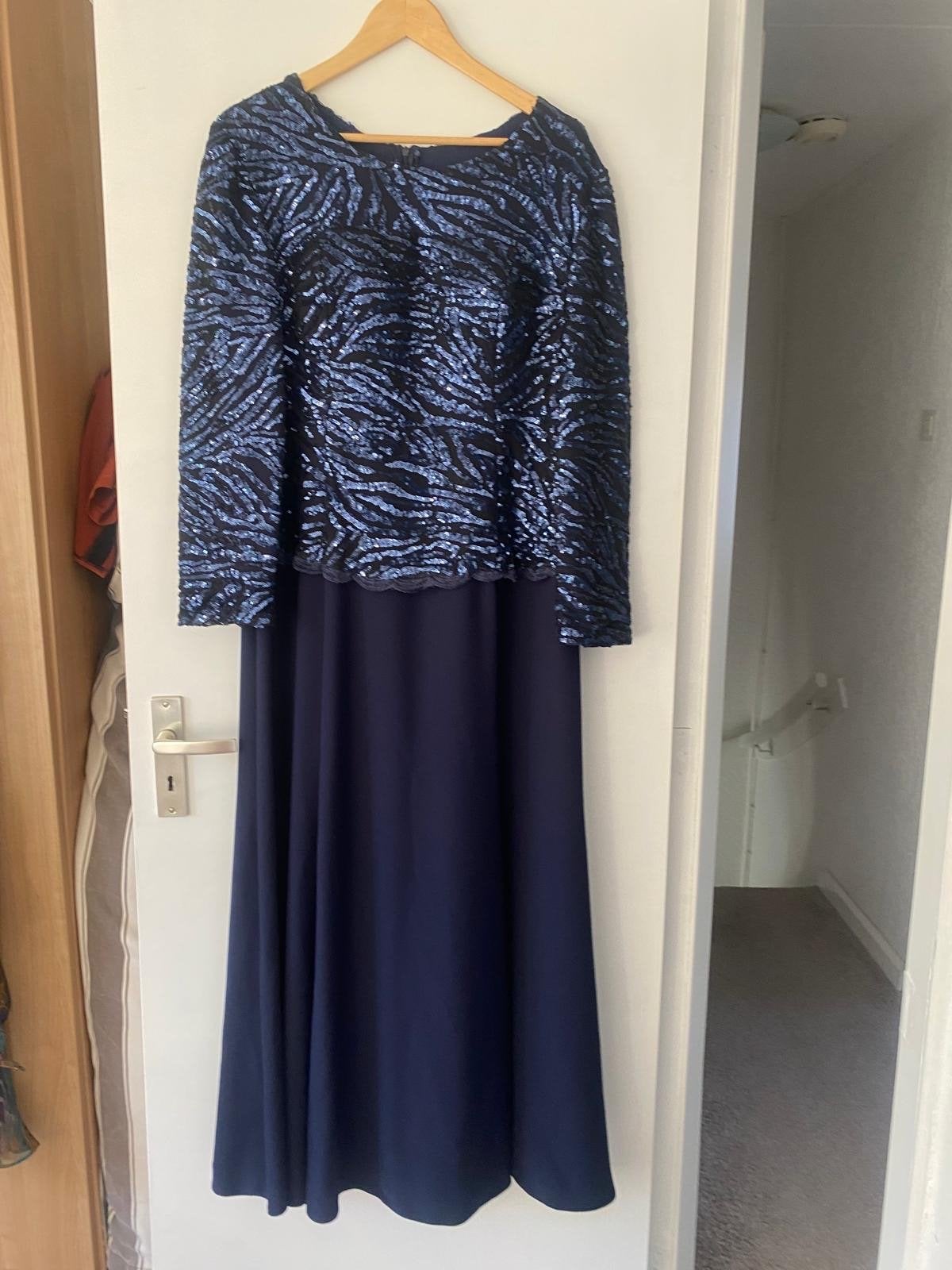 Elegante Gala Jurk Maat L - Donkerblauw met Pailletten, Ophalen, Blauw, Maat 42/44 (L), Zo goed als nieuw