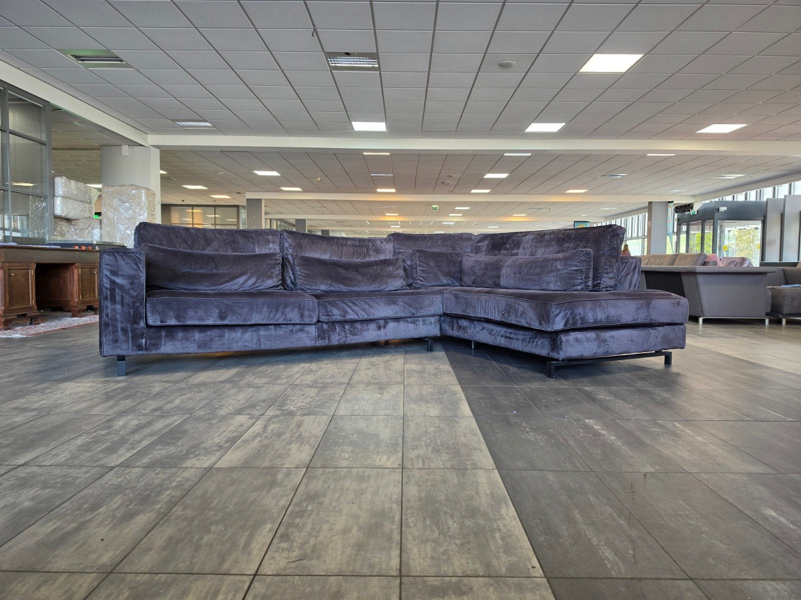 ✅️️️️️ GEREINIGD zwarte velvet hoekbank 330x235 | Bezorgen, Hoekbank, 300 cm of meer, Ophalen of Verzenden, Zo goed als nieuw