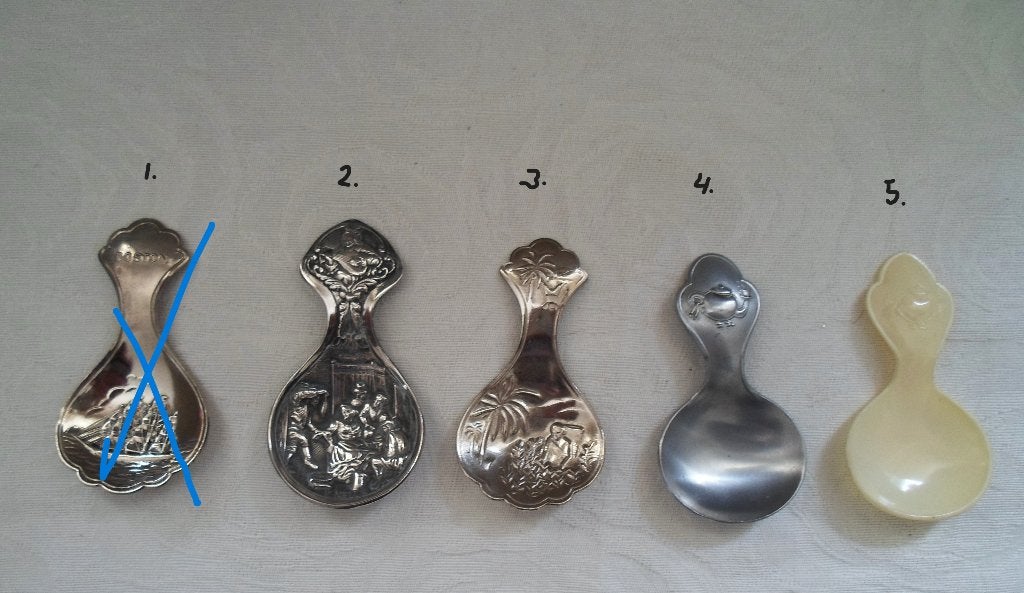 4 Verschillende theeduimen / theeschepjes., Antiek en Kunst, Ophalen of Verzenden