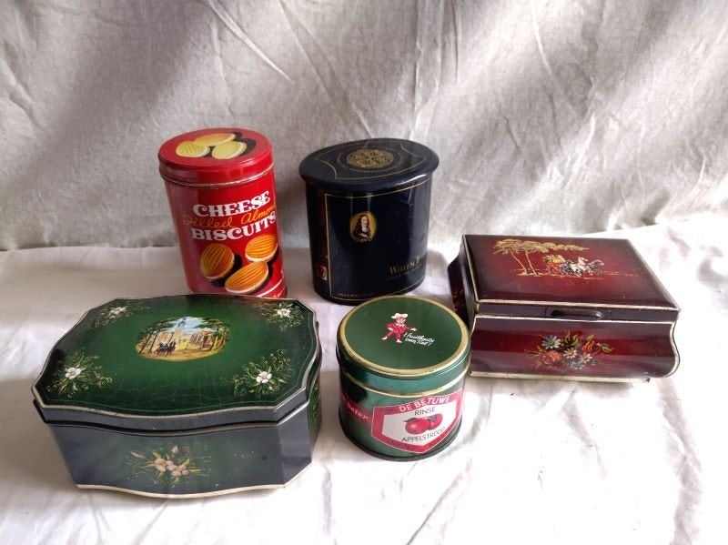 Blikken trommels vintage 5 stuks, Ophalen of Verzenden, Gebruikt, Overige, Overige merken