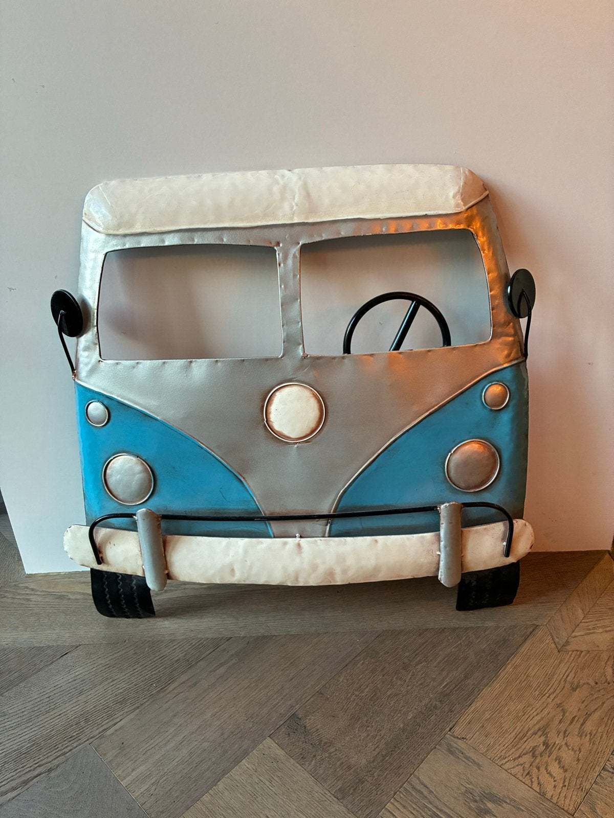 TOPAANBIEDING LOOD 5 Metalen VW bus wanddecoratie, Ophalen, Vintage, Gebruikt, Blauw
