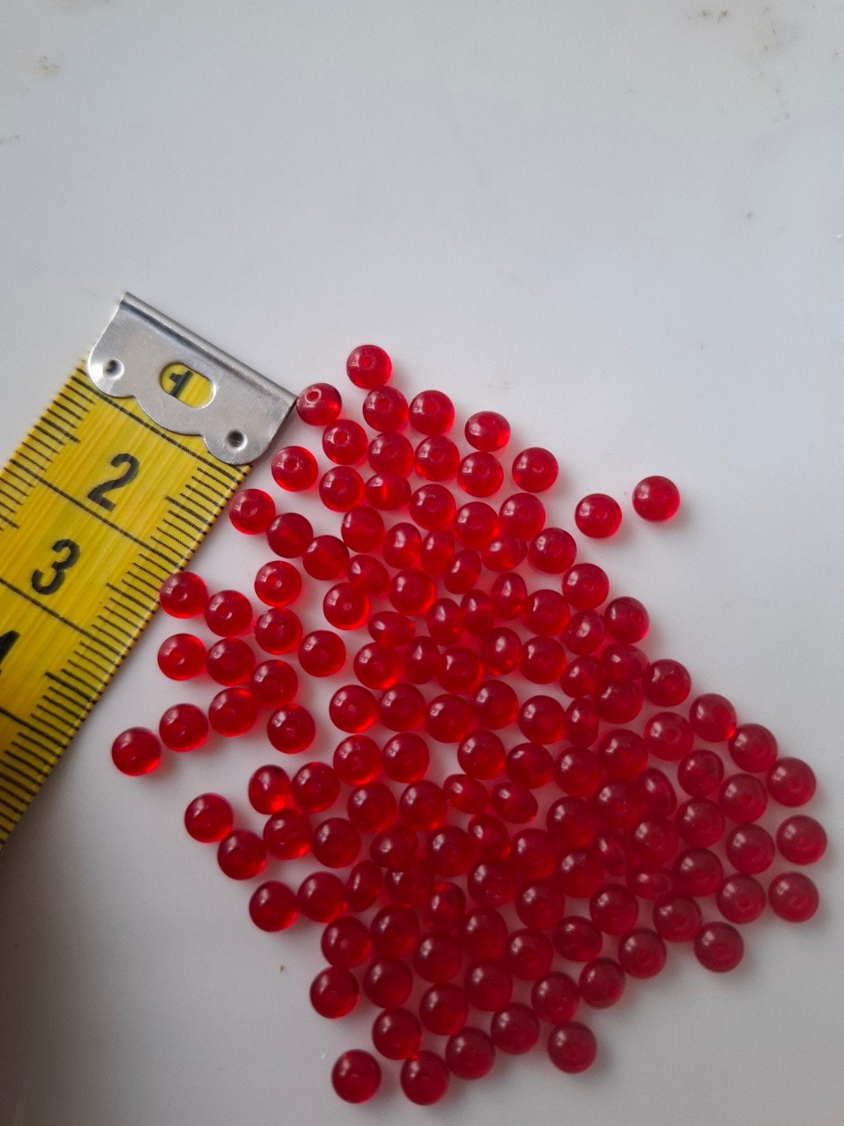 133 stuks 4 mm glaskralen rondellen rood kralen partij, Kraal, -, -, Nieuw