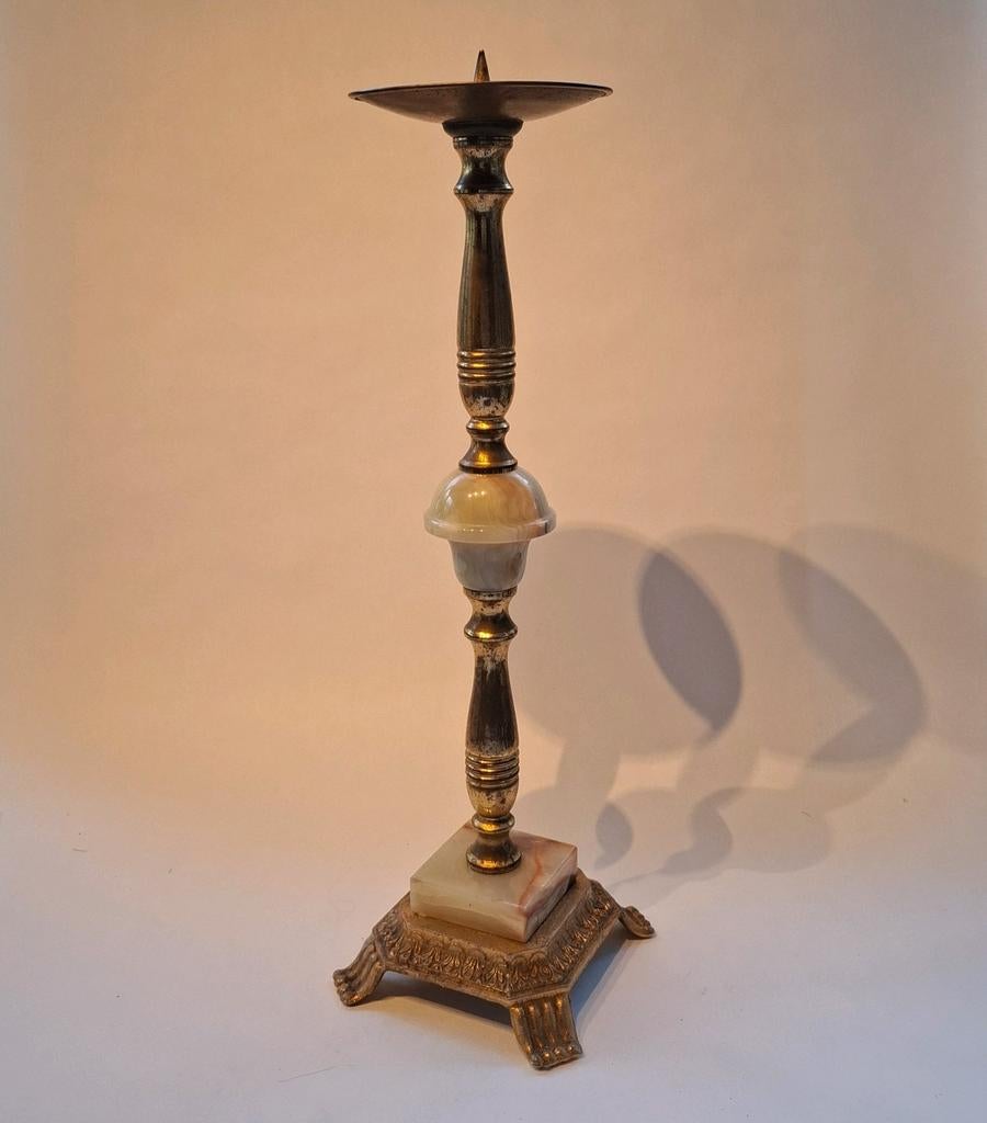 Grote Vintage Onyx Kandelaar (50 cm), Antiek en Kunst, Antiek | Kandelaars, Ophalen