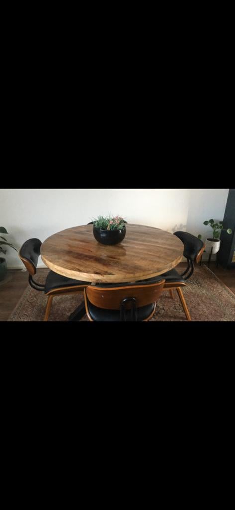 Mooie ronde mango tafel!, Huis en Inrichting, Tafels | Eettafels, Ophalen, 100 tot 150 cm, Rond, Zo goed als nieuw