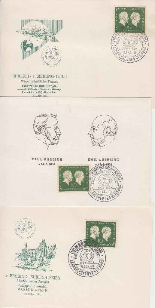 U141 3 briefkaarten 1954 Behring met zegel 197, Ophalen of Verzenden, Briefkaart