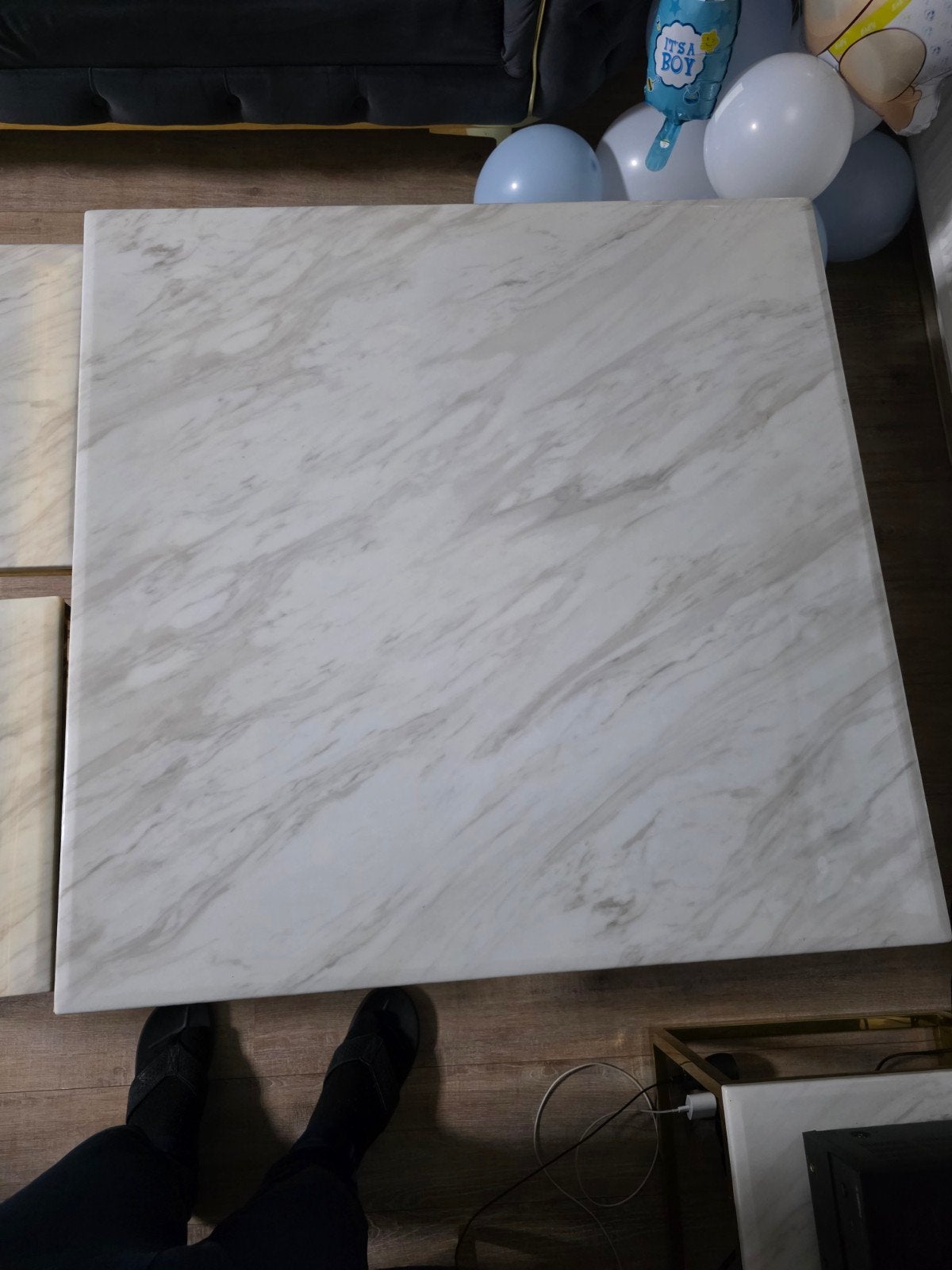 Luxury Marble Coffee Table Set - 5 Pieces, Ophalen, Gebruikt, 50 tot 100 cm, Vierkant