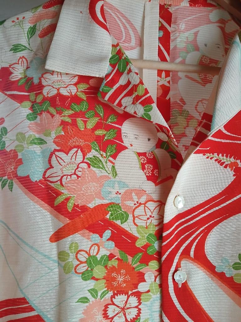 Handgemaakte Japanse Zomer kimono Blouse Rood, Antiek en Kunst, Antiek | Kleding en Accessoires, Ophalen of Verzenden