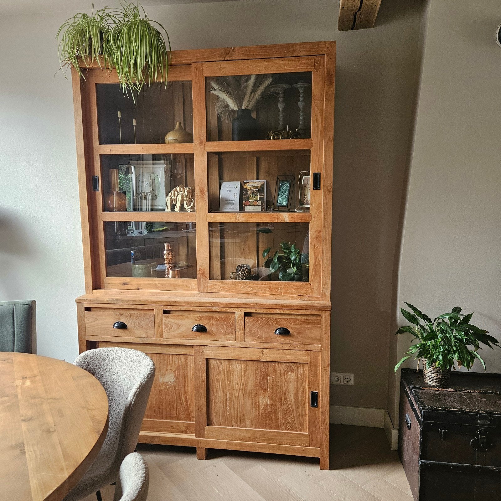Teakhouten kast van Souren Meubelen - Nuth, Huis en Inrichting, Kasten | Vitrinekasten, 100 tot 150 cm, 200 cm of meer, Teakhout