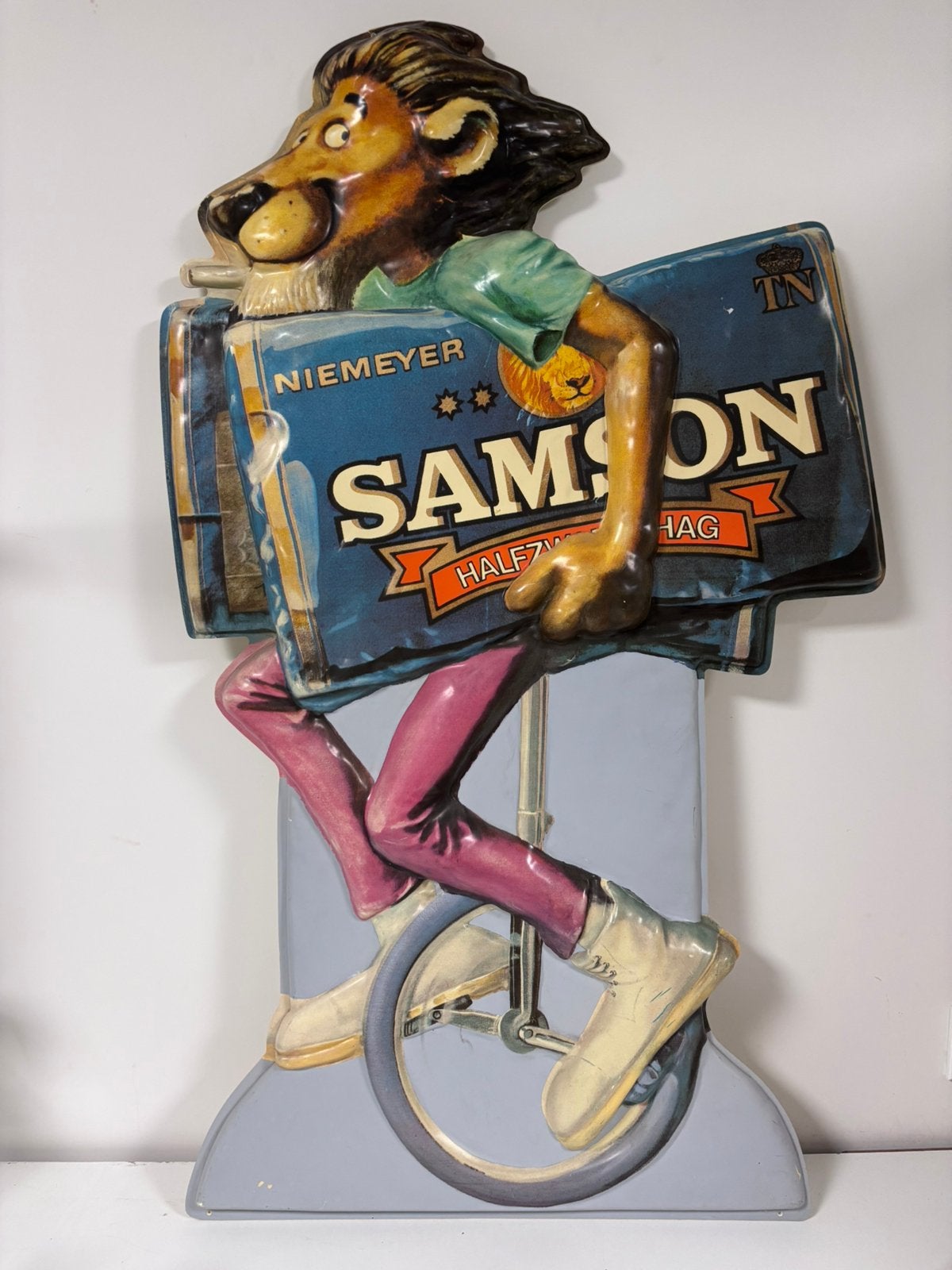 een uniek vintage 3D reclamebord van Samson Halfzware Shag, Verzamelen, Ophalen, Zo goed als nieuw, Reclamebord