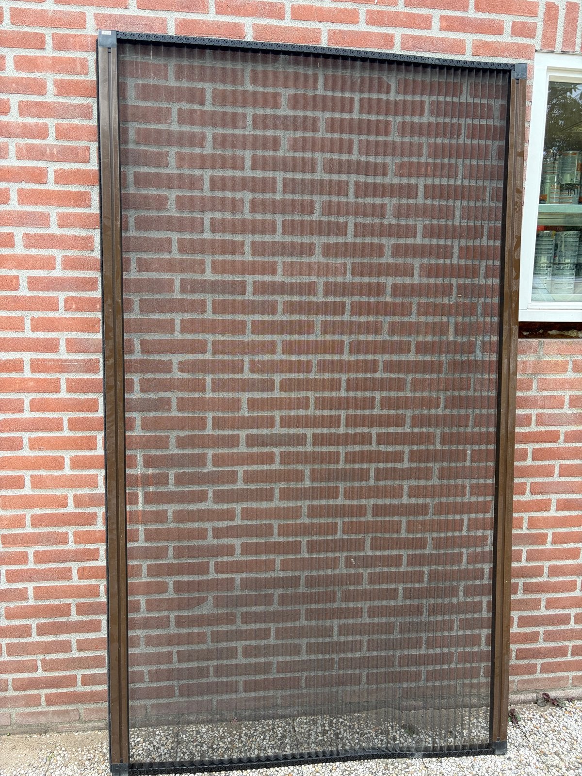 Hordeur plissé bruin - 232x130 x 2 hordeuren, Ophalen, Gebruikt, 80 tot 100 cm, Hordeur