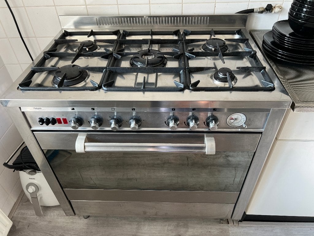 Pelgrim 5-pits gasfornuis met grote oven – 90 cm, Witgoed en Apparatuur, Ophalen, Gebruikt, 60 cm of meer, Gas