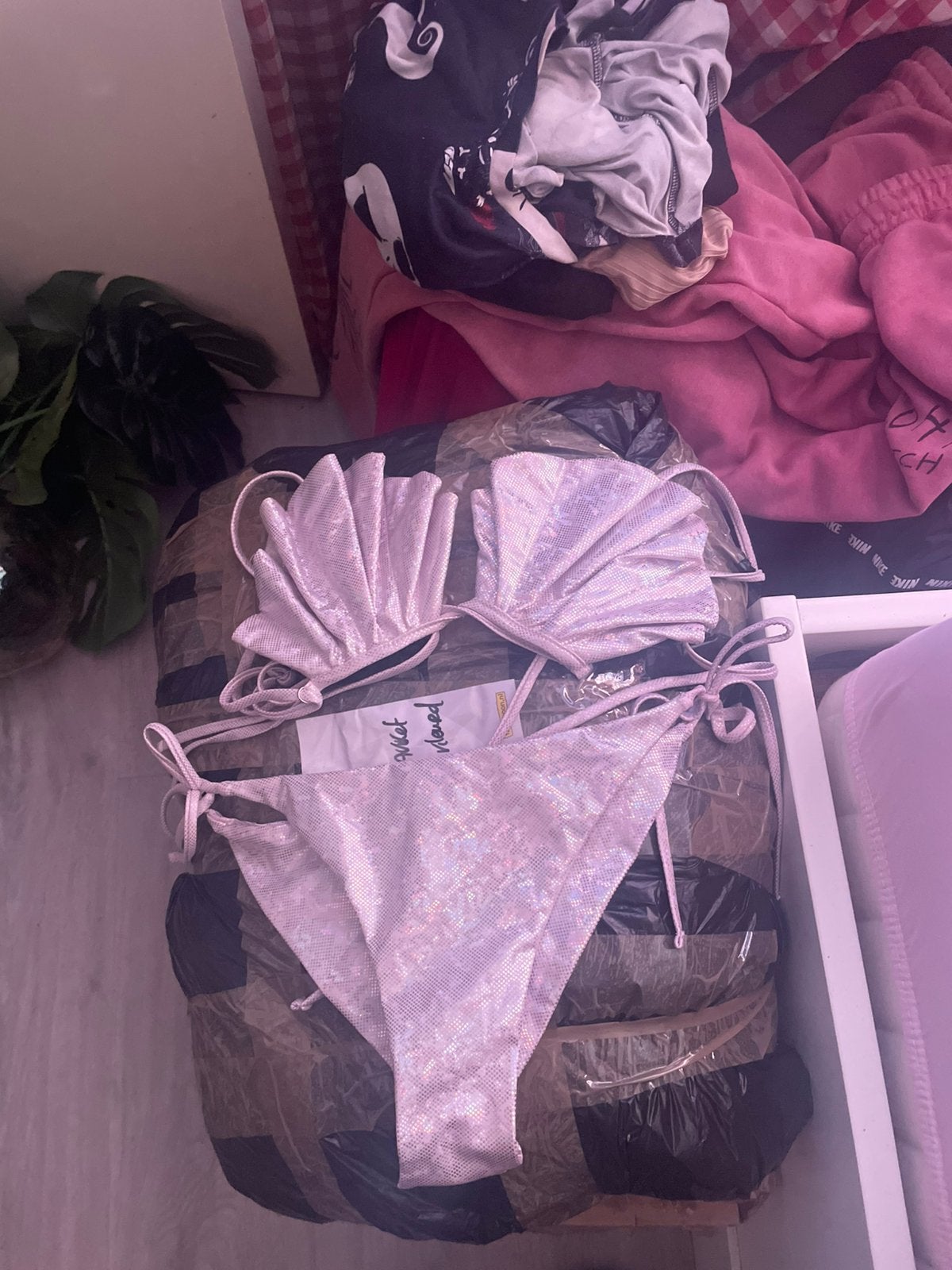 Lichtroze glitter bikini schelpen, Kleding | Dames, Ophalen of Verzenden, Nieuw, Roze, Bikini