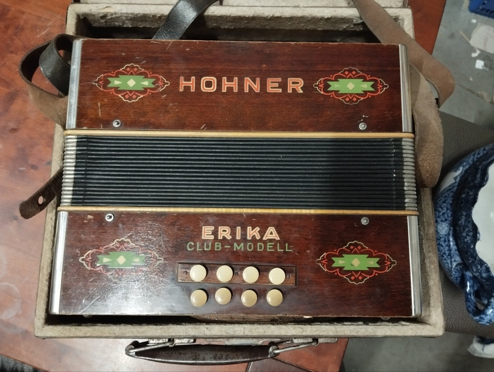 Hohner Erika Club-Modell Accordeon met Koffer en Boek, Gebruikt, Overige formaten, Ophalen of Verzenden, Met koffer