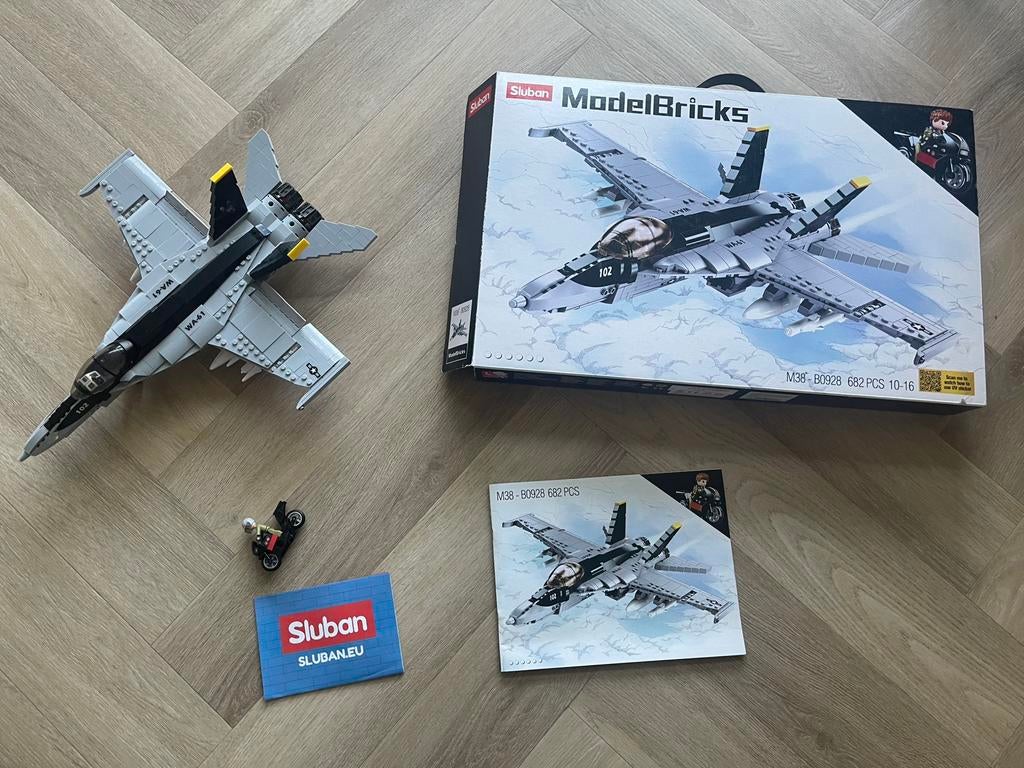 Sluban F18 straaljager bouwset M38-B0928, Ophalen of Verzenden, Zo goed als nieuw