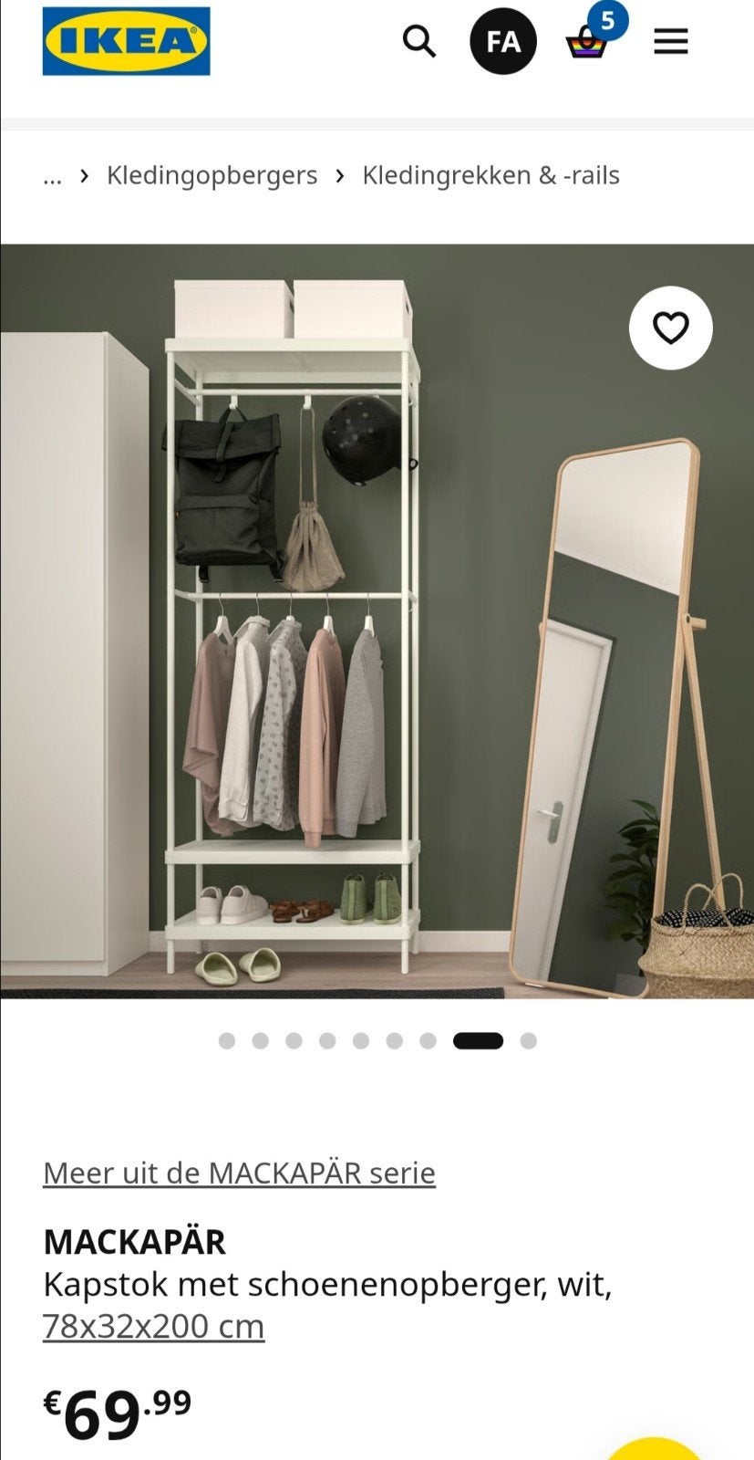 IKEA MACKAPÄR Kledingrek met schoenenopberger, Ophalen, Gebruikt