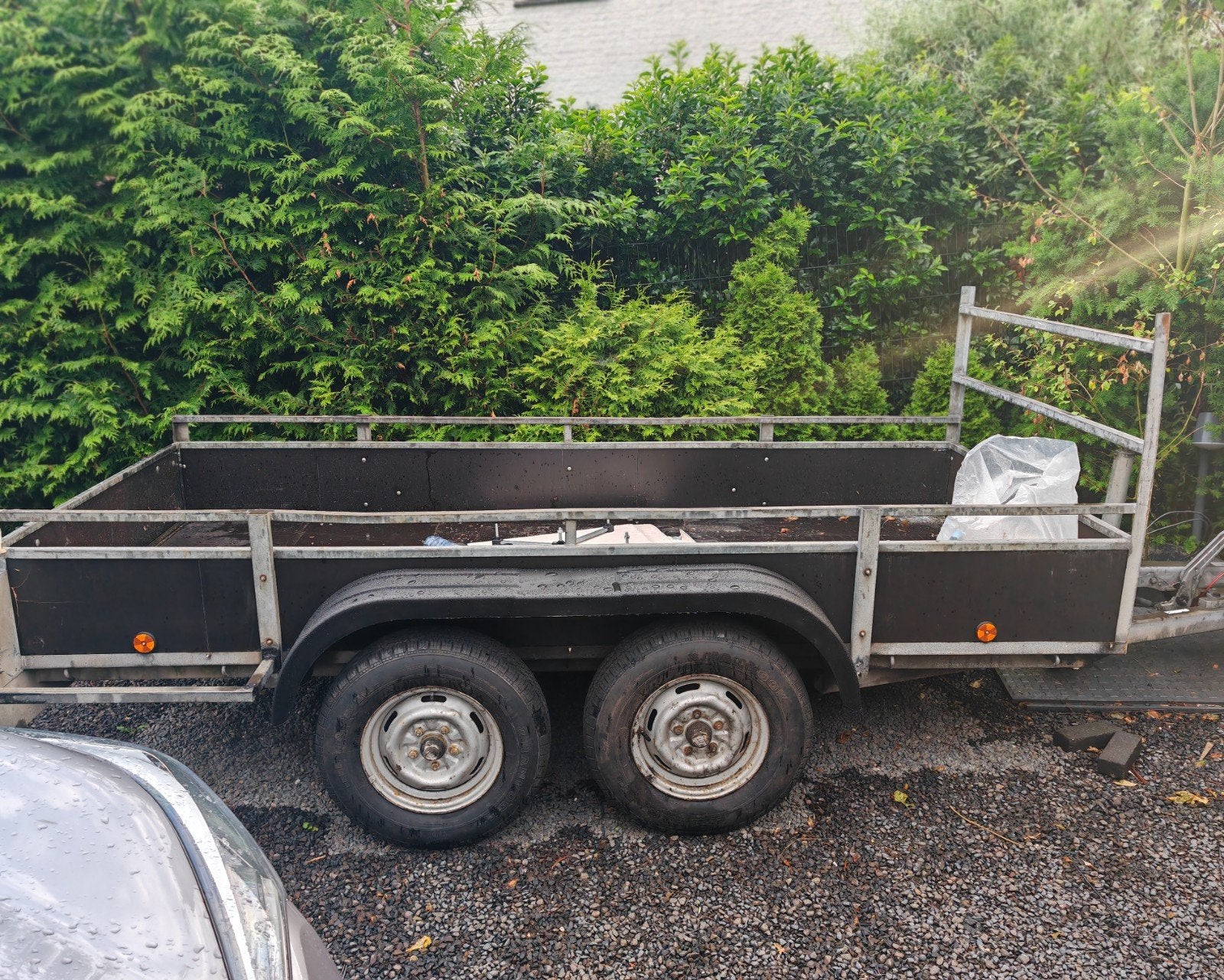 Robuuste dubbelas Anssems aanhangwagen - geremd, Ophalen of Verzenden, Gebruikt