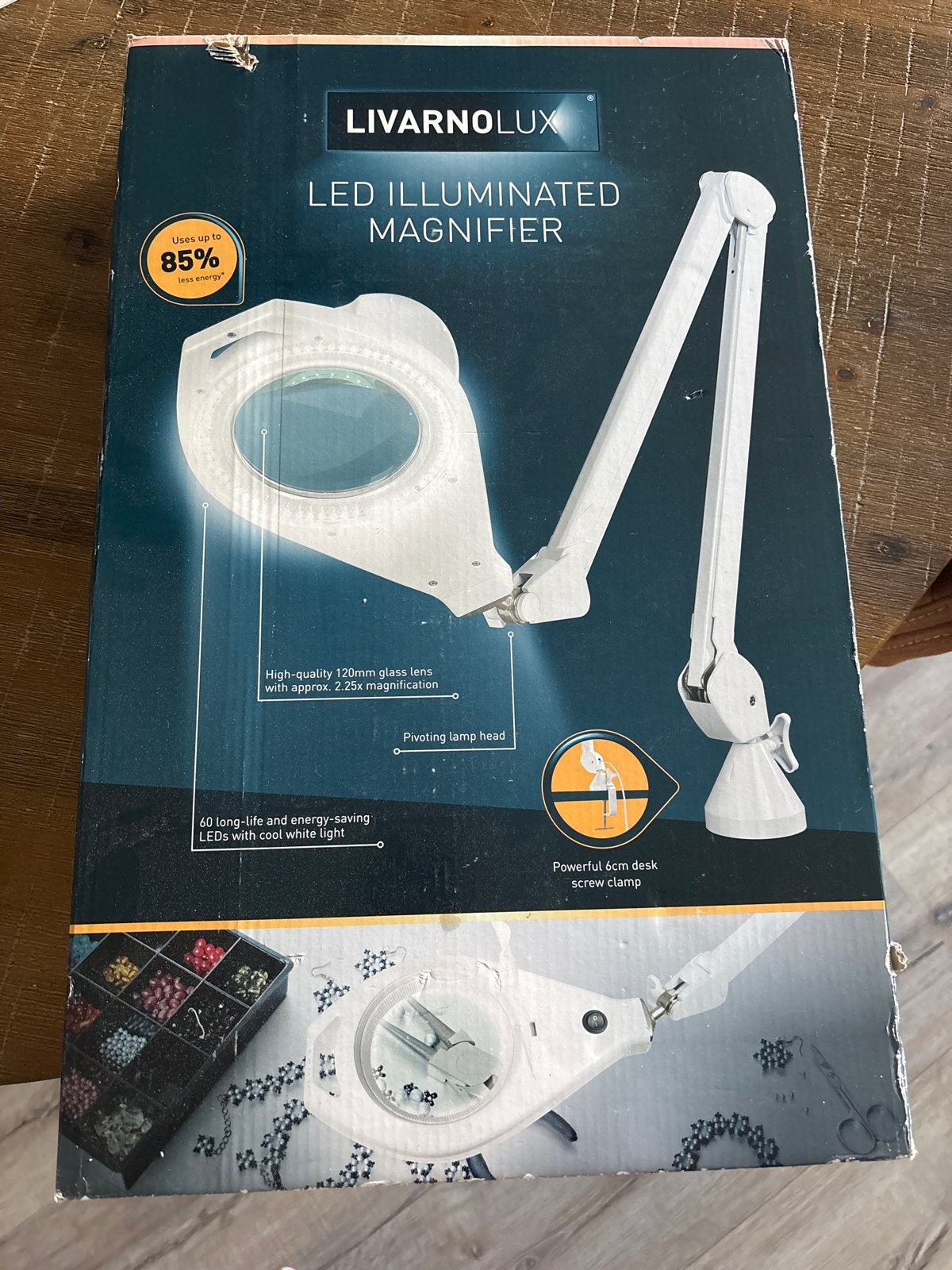 LIVARNOLUX LED Verlichte Loep met Klem - 2.25x Vergroting, Ophalen of Verzenden, Nieuw, Loeplamp