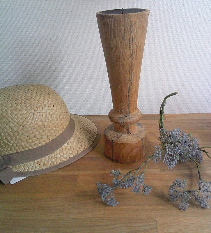 Kloskandelaar houten kaars kandelaar, Ophalen of Verzenden