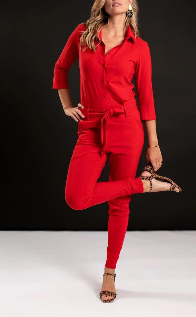 Studio anneloes angelique jumpsuit L rood travelstof, Kleding | Dames, Jumpsuits, Ophalen of Verzenden, Zo goed als nieuw, Rood