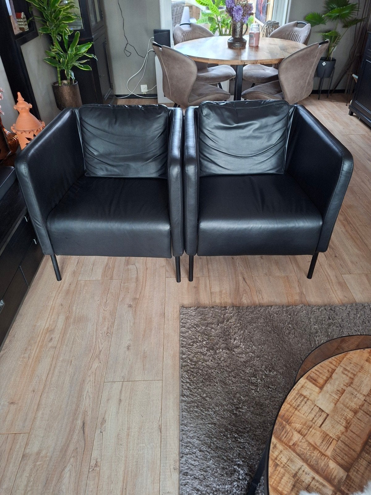 2x IKEA EKERÖ Fauteuil Bomstad zwart, Ophalen, Overige materialen, Gebruikt, 75 tot 100 cm