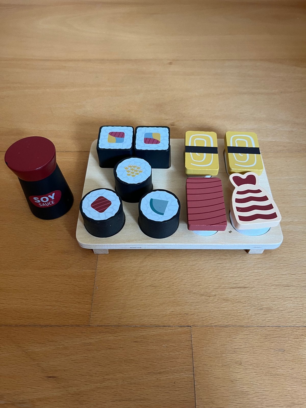 Houten Sushi Speelset met Sojasausflesje, Kinderen en Baby's, Ophalen of Verzenden, Zo goed als nieuw