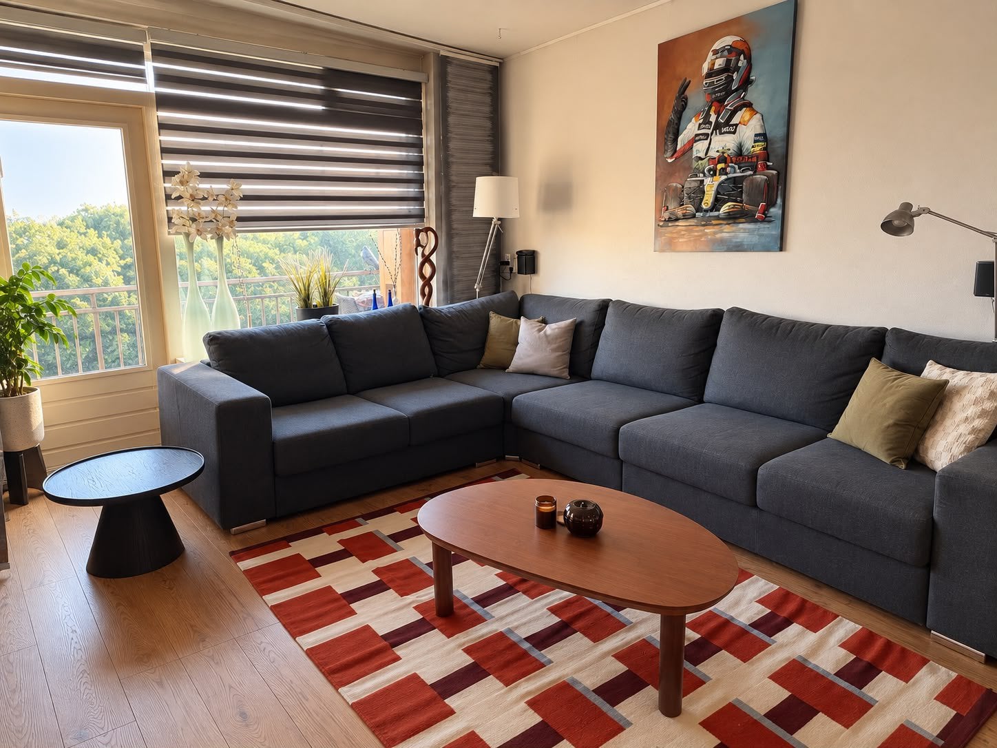 Donkergrijze modulaire hoekbank Haco wonen, Ophalen, Gebruikt, Stof