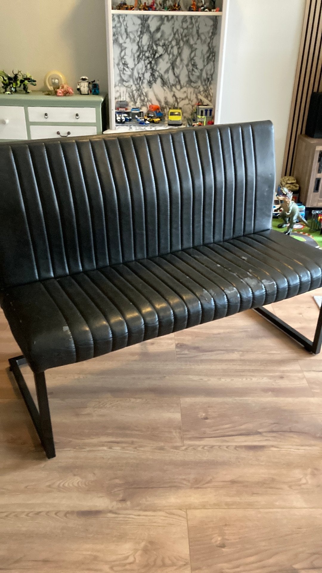 Eetbank 1,20 lang + twee stoelen, Ophalen, Gebruikt, Twee, Bruin