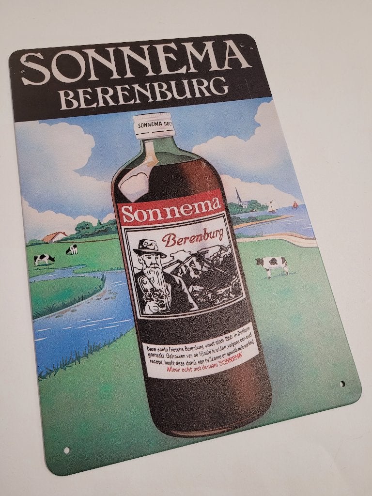 Sonnema berenburg fles reclamebord van metaal wandbord deco, Reclamebord, Info@deconoord.nl, Deco Noord, Nieuw