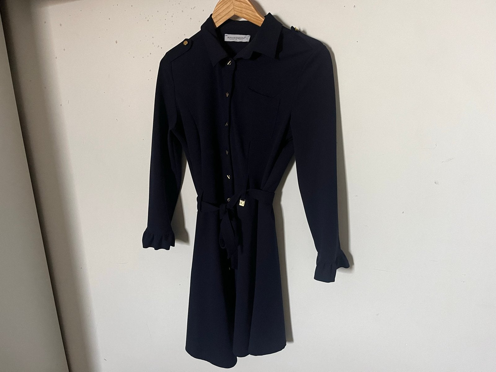 Rinascimento Jurk - Donkerblauw met gouden knopen, Kleding | Dames, Blauw, Maat 42/44 (L), Ophalen of Verzenden, Zo goed als nieuw