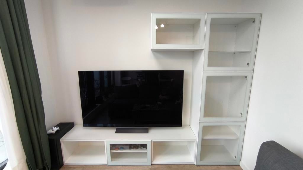 Ikea Besta TV-meubel met vitrinekast, Ophalen, Gebruikt, Modern, Scandinavisch, 150 tot 200 cm