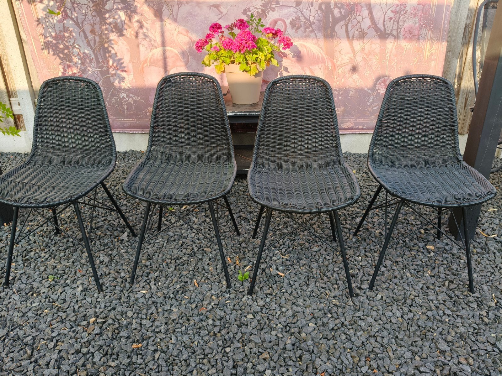 BePureHome Spun tuinstoel zwart - 4 stuks, Tuin en Terras, Tuinstoelen, Wicker, Ophalen
