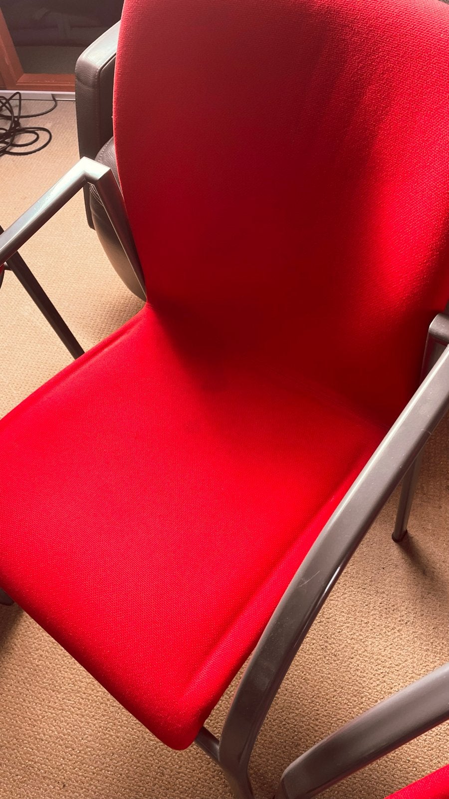 3 KEMBO rode vergaderstoelen, zware kwaliteit, Huis en Inrichting, Ophalen, Gebruikt, Drie, Stof