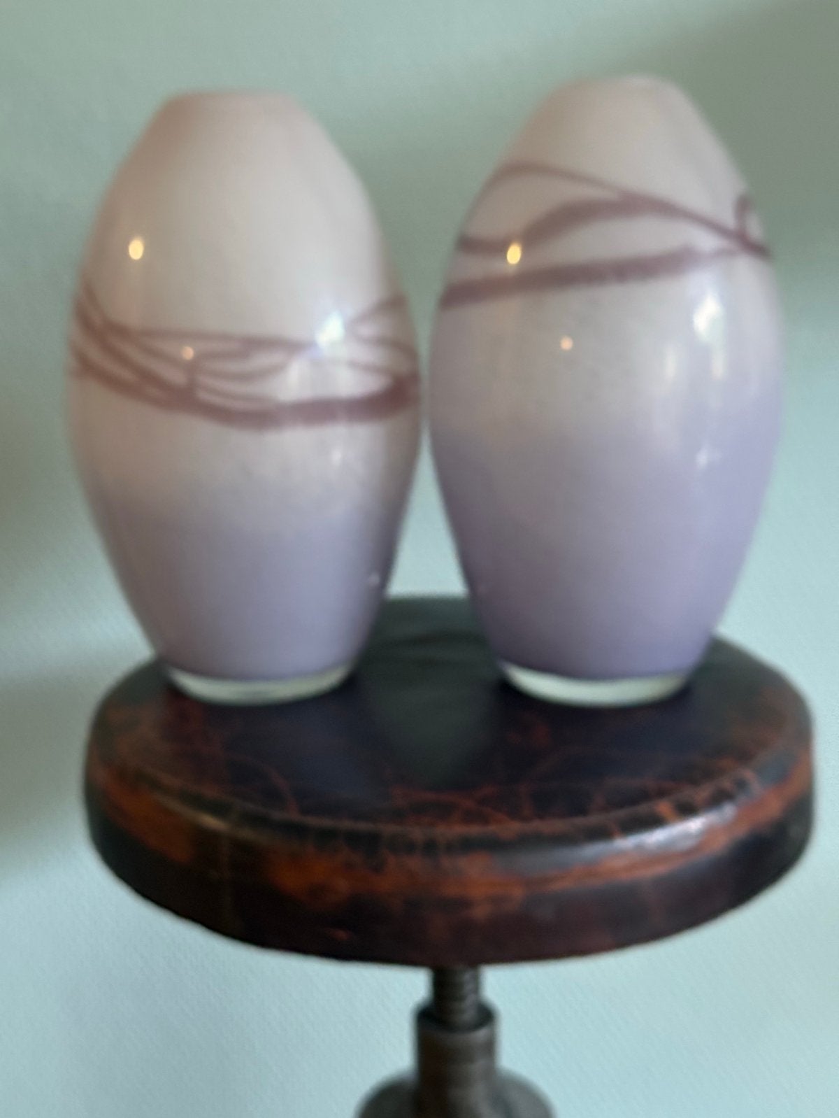 Set vintage mondgeblazen glazen vazen., Huis en Inrichting, Woonaccessoires | Vazen, Ophalen of Verzenden, Zo goed als nieuw, Paars