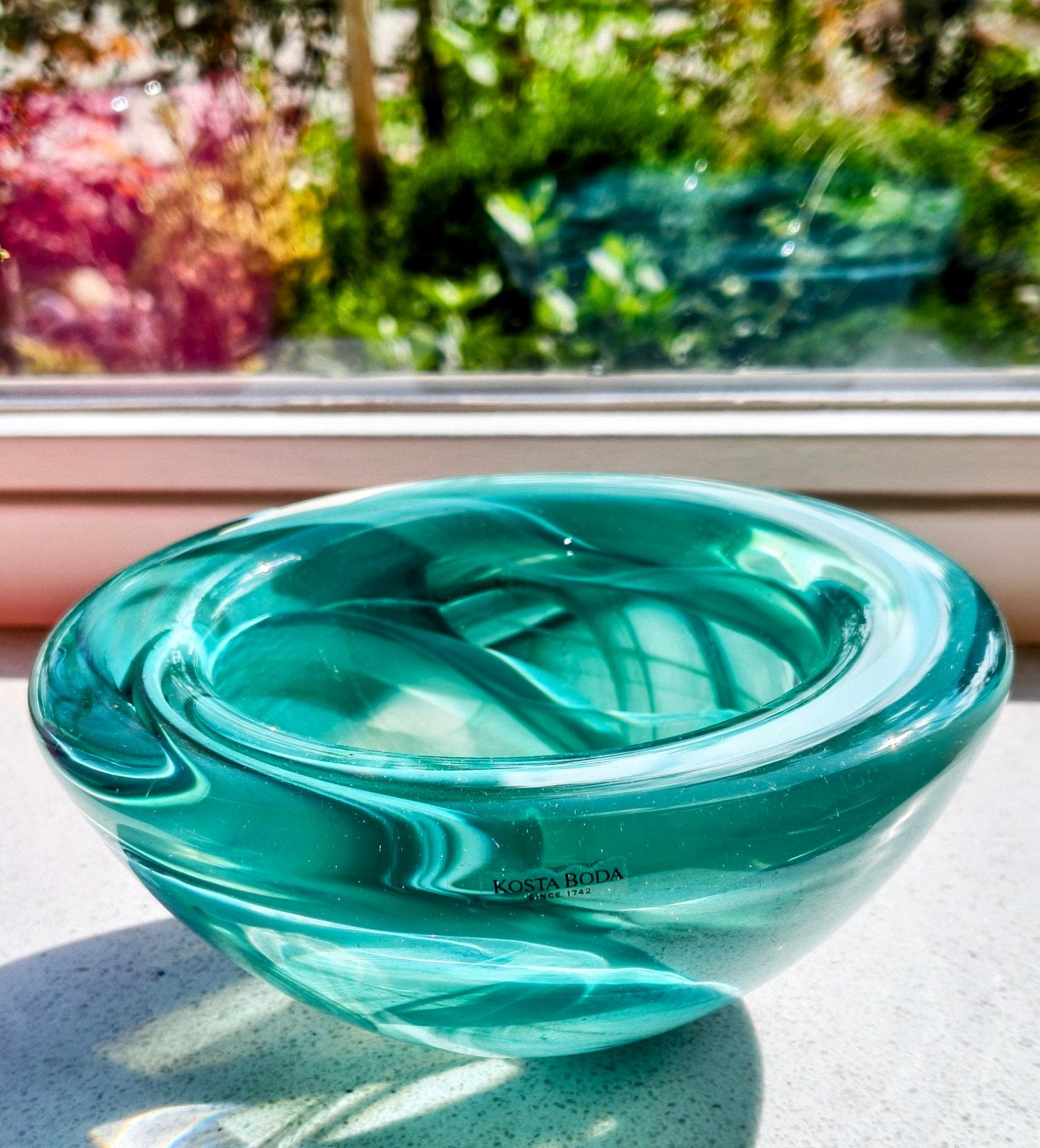 Kosta Boda grote xl atoll schaal turquoise, Zweden., Ophalen of Verzenden