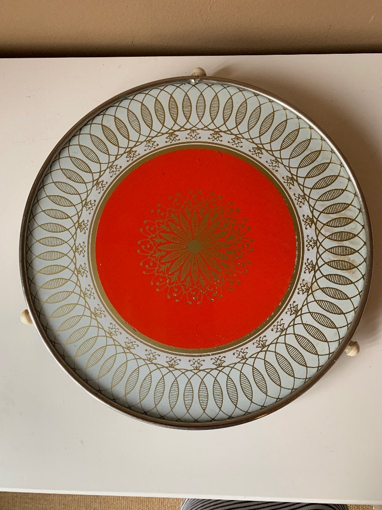 Vintage taartplateau, Ophalen of Verzenden, Gebruikt, Rood