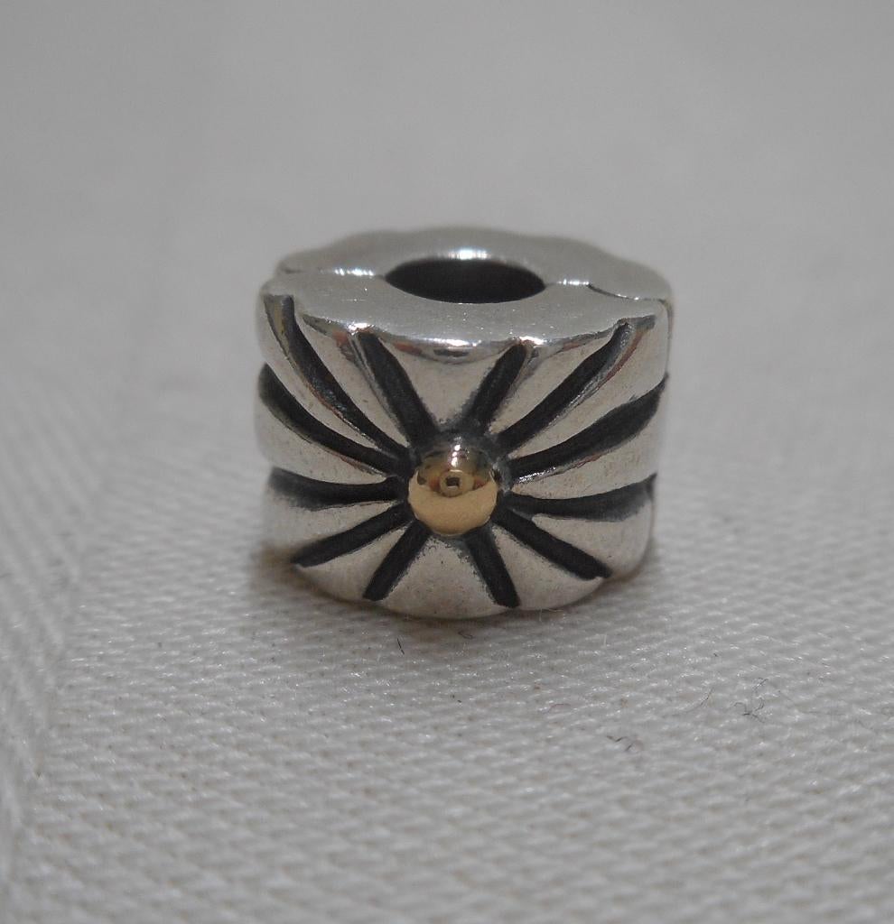 Zilveren Pandora clip Sunburst met 14kt goud nr.2213
