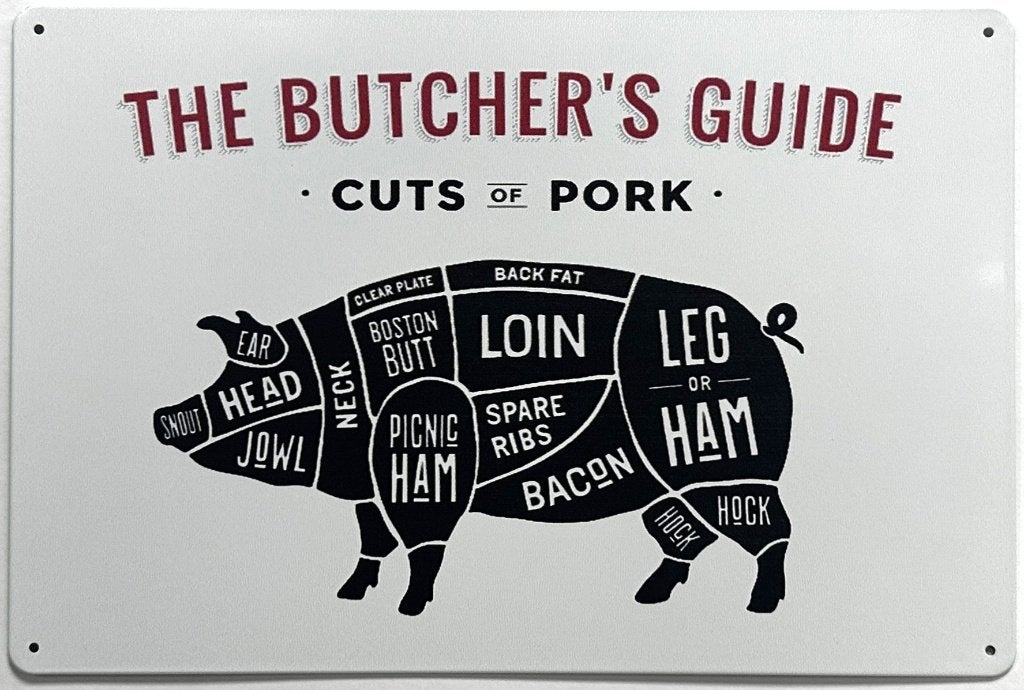 The Butchers Choice varken reclamebord van metaal wandbord, Info@deconoord.nl, Deco Noord, Nieuw, Ophalen of Verzenden